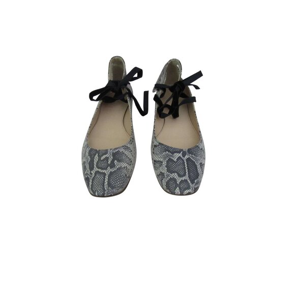 New, J. Crew Printed Snake Velvet Tie Grove Ballet Leather Shoes SZ 7 - Picture 2 of 5